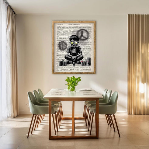 Posterizer 1 pcs-Gas Mask Graffiti Street Contemporary Dictionary Print-Urban Art-Retro Art-Gift for Street Art, Mural Fans-Living Room Bedroom De...